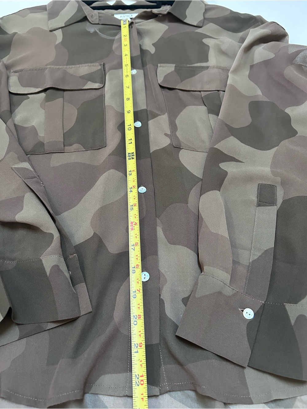 Pistola Reese sheer Olive Camo Button-Up Shirt medium - Picture 6 of 7